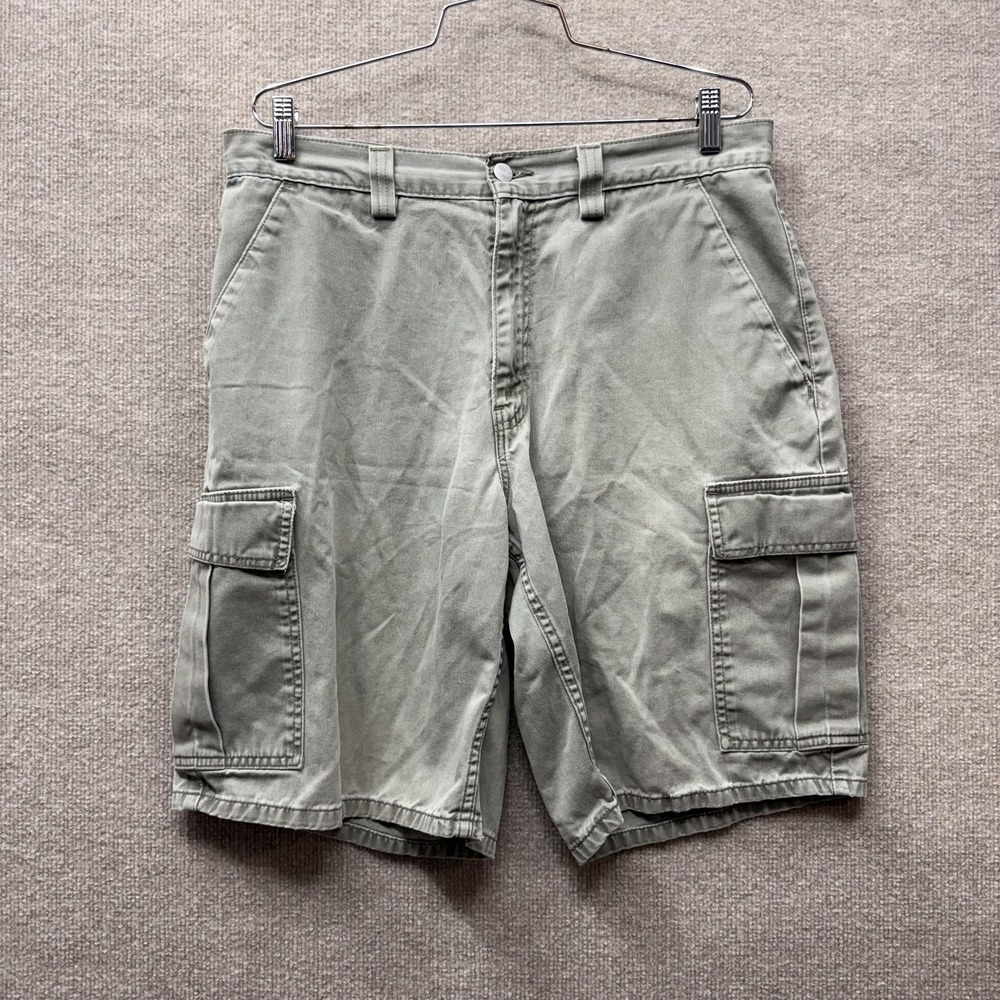 Levis Silvertab Cargo Shorts Mens 34 Green Relaxed Fit Utility Pockets Denim